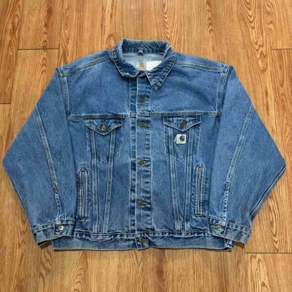Carhartt Men's Jacket Denim Trucker Western Utility Blue Size XL - Picture 1 of 8